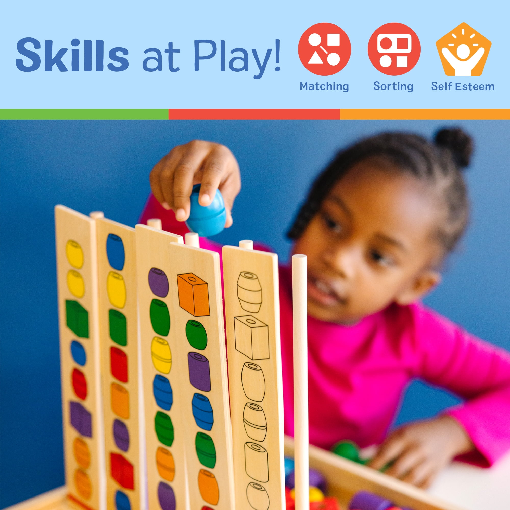 Melissa & Doug Bead Sequencing Set With 46 Wooden Beads and 5 Double-Sided Pattern Boards