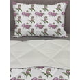 thumbnail image 3 of Floral Comforter & Sham Bedding Set, Rhythmic Romantic Blooming Peony Buds on Plain Background, 3 pcs Duvet Set Microfiber Filling Quilt, 5 Sizes, Pale Pink Fern Green, by Ambesonne, 3 of 4