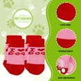 thumbnail image 3 of TELOLY 4Pcs Dog Socks,Soft Cotton Warm Dog Clothes for Small Dogs,For Indoor Hardwood Floors Dog Socks to Prevent Licking Paws,Red, 3 of 7