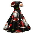thumbnail image 4 of Women’s Christmas Swing Dress, Short Sleeve Retro Print 1950s Party Dress, Festive Holiday Outfit for Celebrations, 4 of 4
