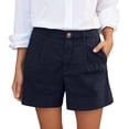 thumbnail image 2 of Cotton Linen Shorts for Women Summer Casual Lightweight Wide Straight Leg Loose Work Shorts with Pockets, 2 of 5