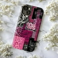 thumbnail image 5 of Y2K Punk Patchwork Phone Case, Pink Leopard and Skull Cross Design iPhone Cover, Edgy Glam Protective Case for iPhone 16 15 14 13 12 11 Pro Plus Max Mini, 5 of 6