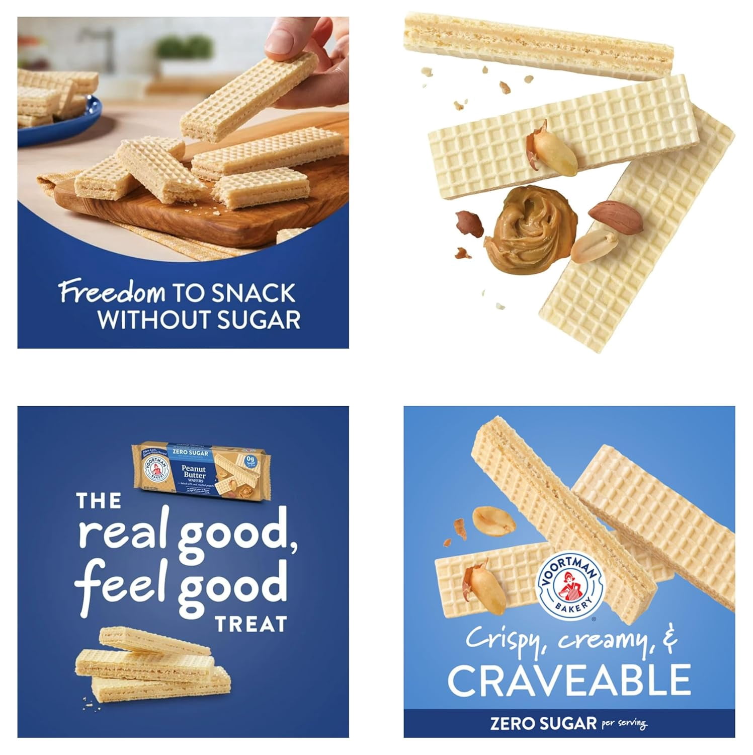 Zero Sugar Wafers - 4x Peanut Butter Wafers (Pack Of 4 x 255g) Especially Since They're Sugar Free and Don't Contain any Artificial Colors or Flavors
