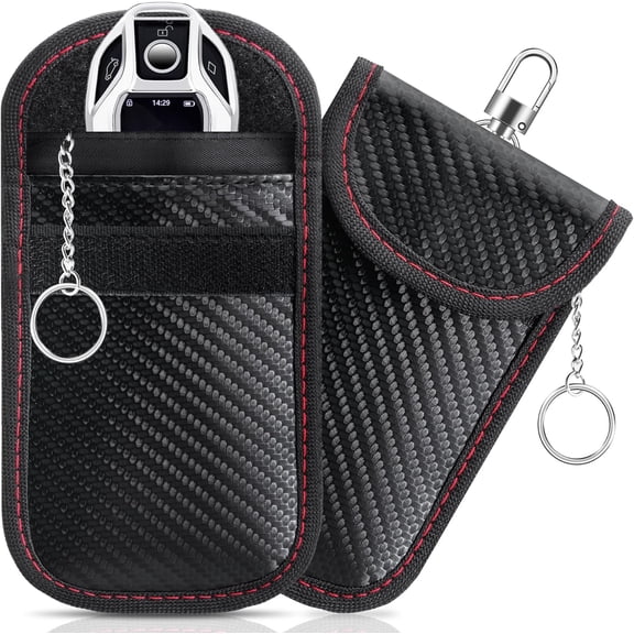 Faraday Key Fob Protector, RFID Blocking Faraday Bag for Car Keys (3.15'' × 5.12''), Anti-Theft Signal Blocking Pouch for Key Fob Security (2 Pack)