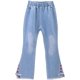 thumbnail image 3 of LNICEAR Niños Niñas Jeans Casual Color Sólido Volantes Bell-Bottoms Pantalones De Mezclilla Mediados De Cintura Acampanados Pantalones, 3 of 5