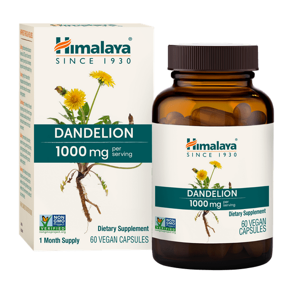 Himalaya Dandelion, Herbal Supplement for Daily Wellness Support, Vegan, Gluten Free, 1,000 mg Dandelion Root, 60 Capsules 