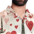 thumbnail image 5 of Eiffel Tower Valentine's Day Men's Casual Printed Hawaiian Poplin Button Down Short Sleeve Beach Shirt Unisex, 5 of 6