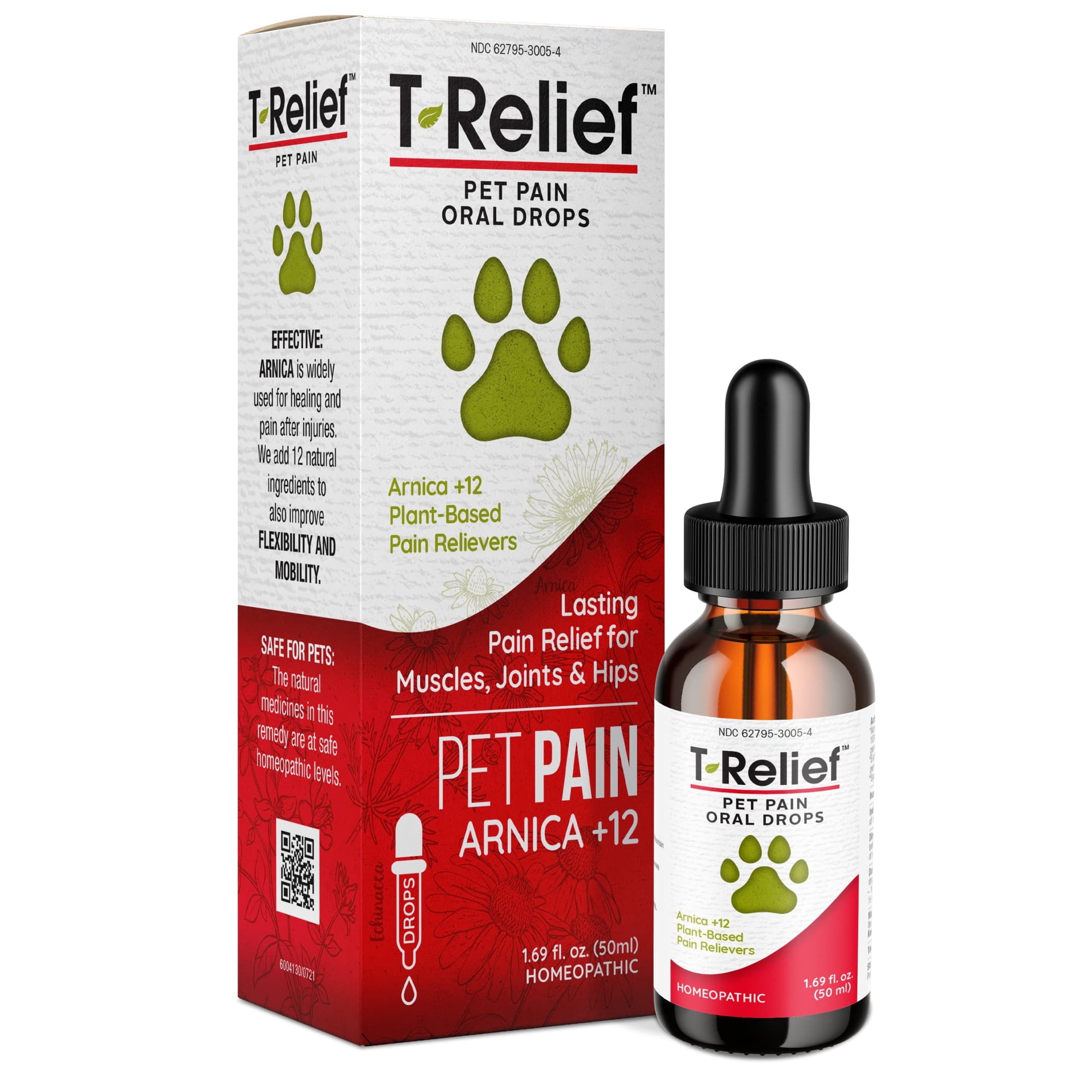 T-Relief Pet Pain Relief Drops Arnica +12 Powerful Natural Medicines - Help Reduce Stiffness Injuries in Dogs & Cats - 1.69 oz