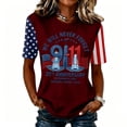thumbnail image 2 of Domzest 9/11 25th Anniversary Shirt Womens Never Forget Patriotic American Flag Shirt Short Sleeve Crew Neck Tee Deep Red XL, 2 of 6