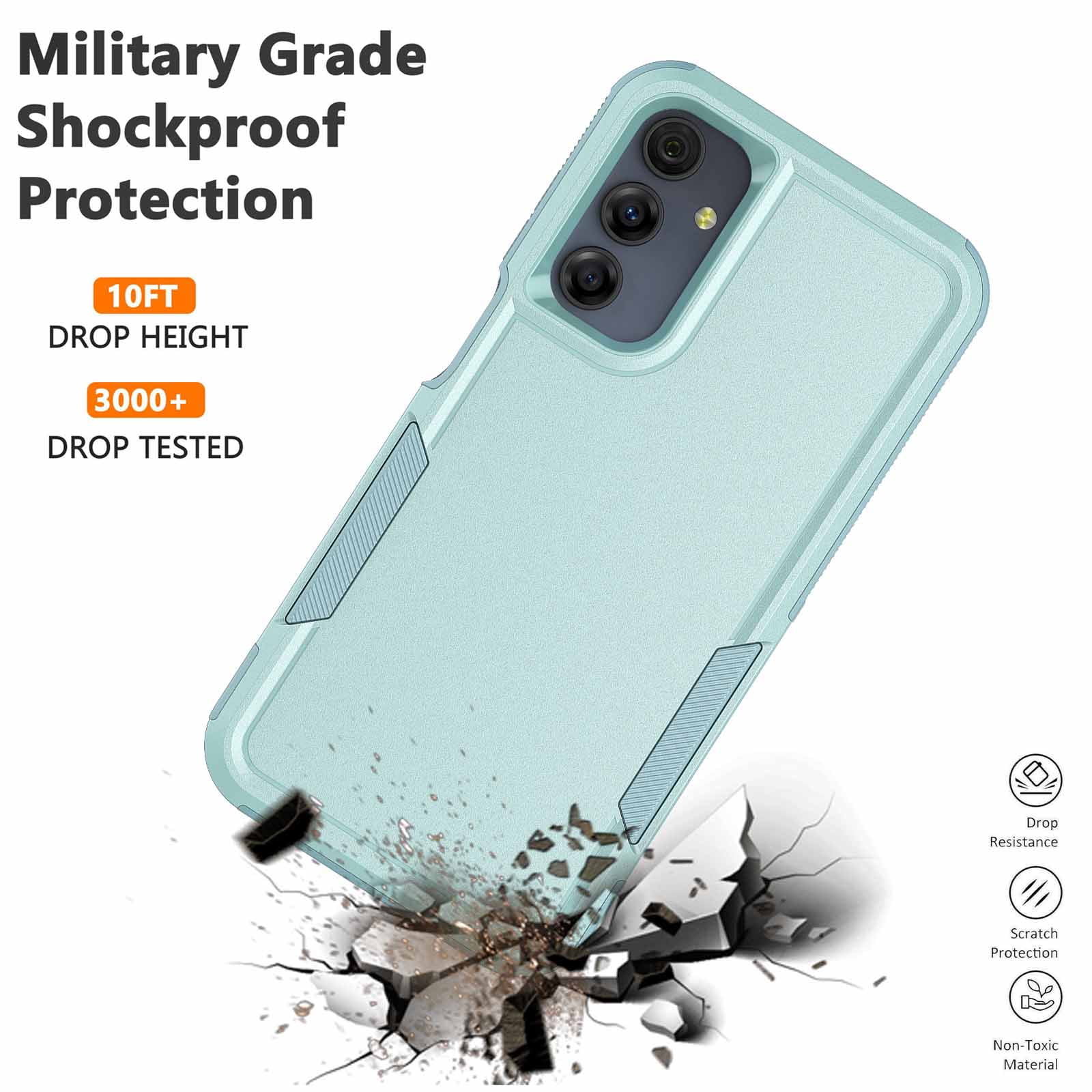 Samsung Galaxy A16 Case,Sturdy Phone Case for Galaxy A16 2025 6.7 inch,Njjex Shockproof Protection Heavy Duty Armor Hard Plastic & Rubber Rugged Bumper 2-in-1 Case Cover-Green