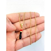 Black Azabache Hand Necklace Box Link Chain 18 INCH 18K Gold Filled For Womens / Everyday Azabache Necklace Protection Jewelry / Cadena Dije de Azabache
