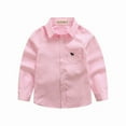 thumbnail image 2 of KYAIGUO 3-14T Boys Spring Cotton Dress Shirt Lapel Solid Color Casual Blouse with Buttons Longsleeve Gentleman Clothing for Kids Toddler, 2 of 9
