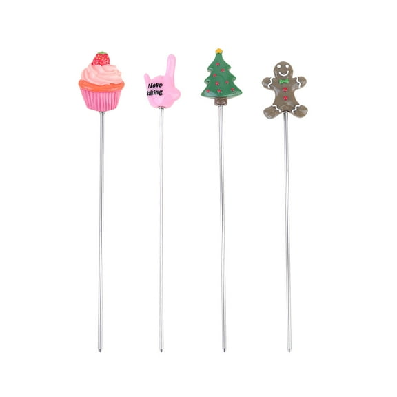 WRITWAA 4pcs Snowman Baking Probes Stainless Steel Cake Thermometer Readiness Indicators for Bakers Assorted Colors