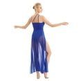 thumbnail image 3 of RUNQHUI Robe Débardeur Sans Manches pour Femmes, Robe de Danse Lyrique en Maille Patchwork, Fluide, Bleu Royal, TG, 3 of 8