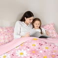 thumbnail image 4 of Erosebridal Cute Daisy Flower Queen Comforter Set for Girls, Pink Bedding Comforter Set, Pink Reversible 2pcs, 1 Comforter and 2 Pillowcases, 4 of 6