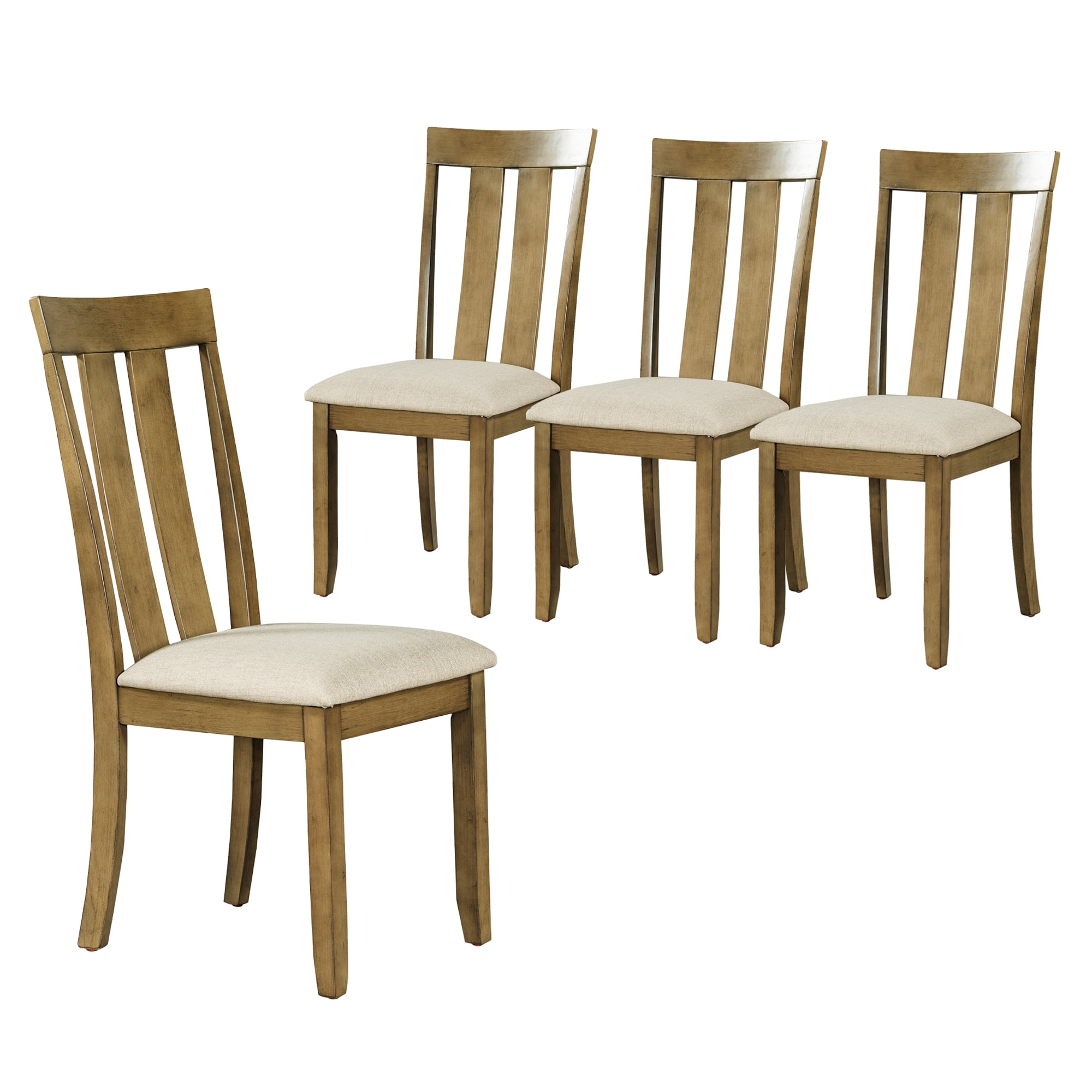 Set of 4 Retro Style Upholstered Fabric Dining Chairs Parson Chair with