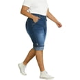 thumbnail image 3 of QERINTE Women Plus Size Jean Shorts Cargo Bermuda Shorts High Rise Casual Stretchy Womens Long Denim Shorts Summer Jorts, 3 of 6