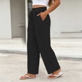 thumbnail image 6 of Women's Fashion Solid Color Elastic Waist Casual Pocket Straight Leg Loose Pants, 6 of 6