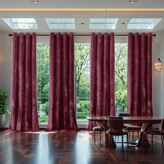 Crushed Velvet Curtains with Grommets Luxurious Thermal Insulated Soundproof Drapes for Dining Room Soft and Durable Light-Filtering Window Treatments, 4 Panels