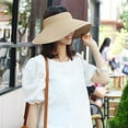 thumbnail image 3 of Pare-soleil Pliable en Paille pour Femmes Protection Solaire Chapeau de Plage Topless Réglable, 3 of 8