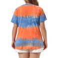 thumbnail image 4 of DARING DIVA Women's Plus Size V Neck Short Sleeve Tie Dye Tunic Top 3X Orange Blue, 4 of 6
