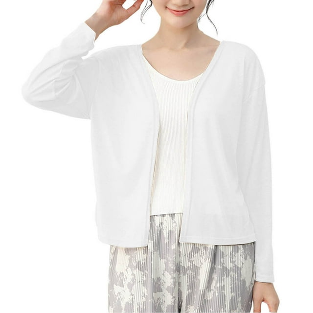 Ohufall Cardigans pour Femmes Manches Longues Légers Ouvert Cardigans Confortables Manteau Décontracté Fin