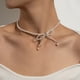 thumbnail image 4 of Collar con borlas de perlas y lazo de diamantes, estilo europeo y americano, cadena de clavícula con forma de hada, 4 of 6