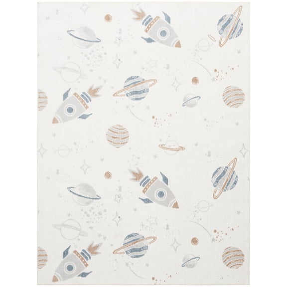 Nourison Astra Machine Washable Space 6'7" x 9' Ivory Multicolor Kids Indoor Rug