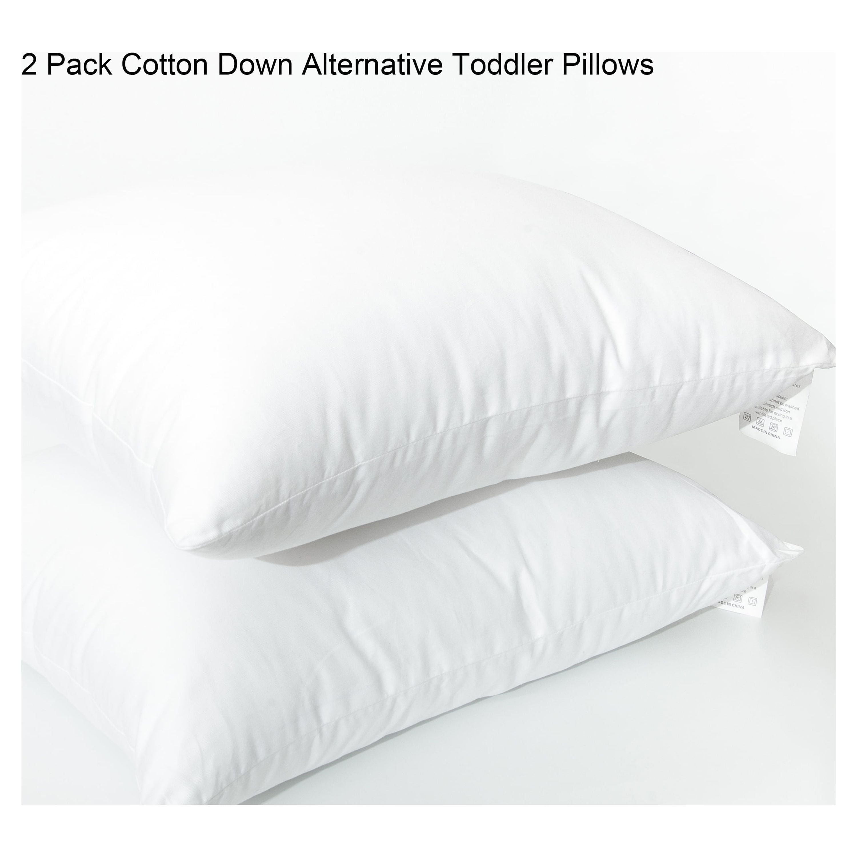 Ntbay 2 Pack Cotton Down Alternative Soft and Breathable Toddler Pillows, Easy Care Travel Small Pillows for Sleeping, Ideal for Daycare, Crib, Cot, 13" x 18"
