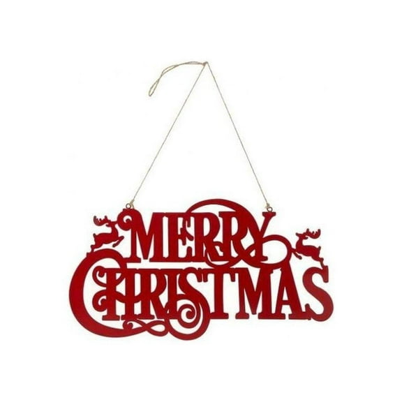 16" Metal Merry Christmas Hanger: Red