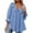 Blue, variant on Womens Scoop Neck 3/4 Length Sleeve Tops Casual Tie Front Ruffle Tiered Loose Pullover Shirts Blouses Spring Outfits