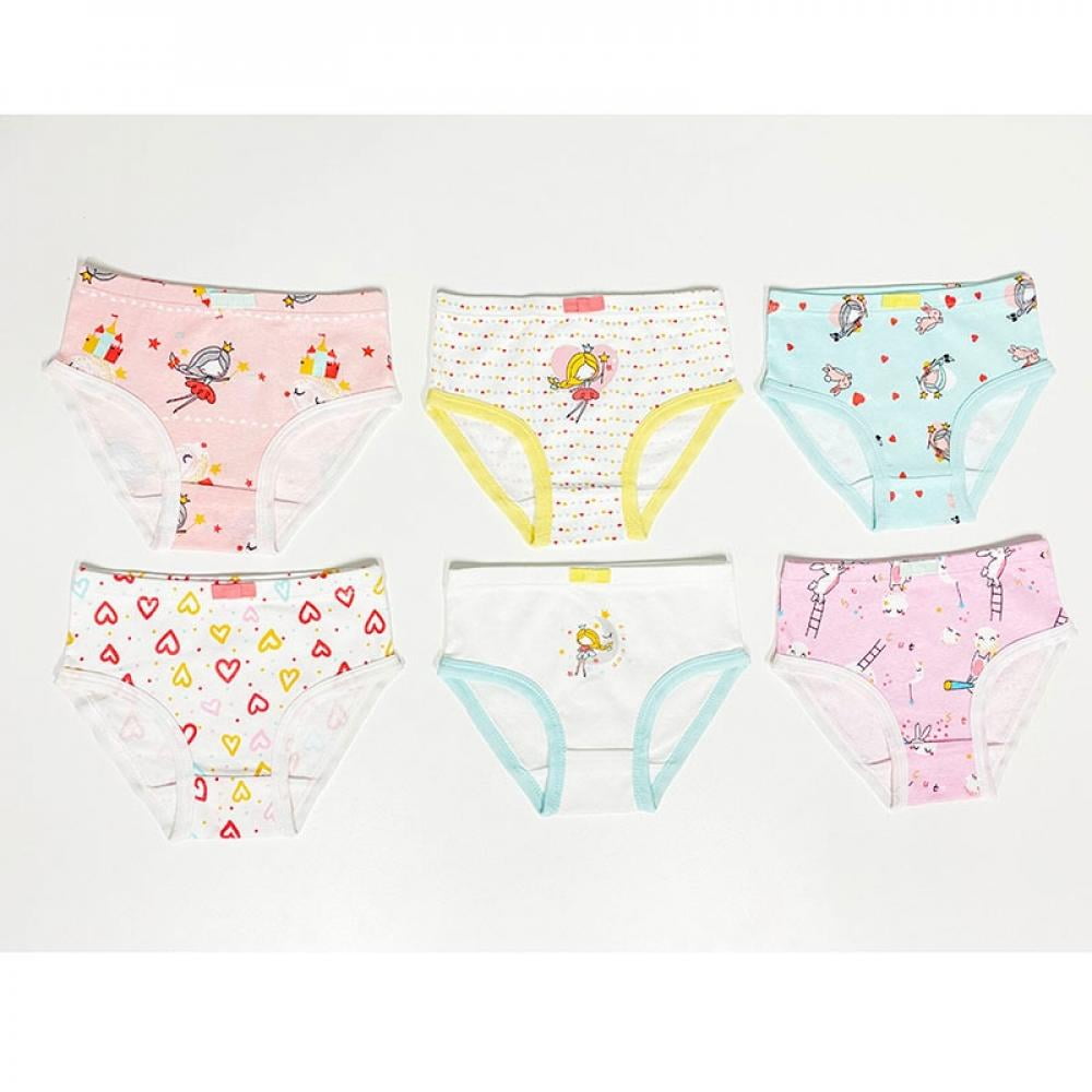 Clearance!6pcs/lot Baby Kids Girl Casual Simple Cartoon Printed Triangle  Underwear Clothes Six Packs 2-10 Years 