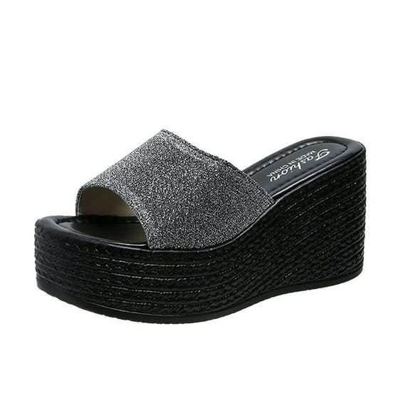 zttd fashion summer sandals wedge heel thick sole fish mouth solid color multicolor casual slipper women's slipper a