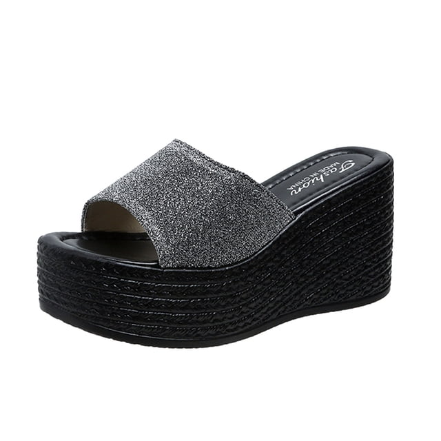 Kcodviy Summer Sandals Wedge Heel Slipper Shoes for Women Thick Sole Fish Mouth Robe and Slippers Set Women Solid Color Multicolor Casual House Slippers for Women Memory Foam Slipper