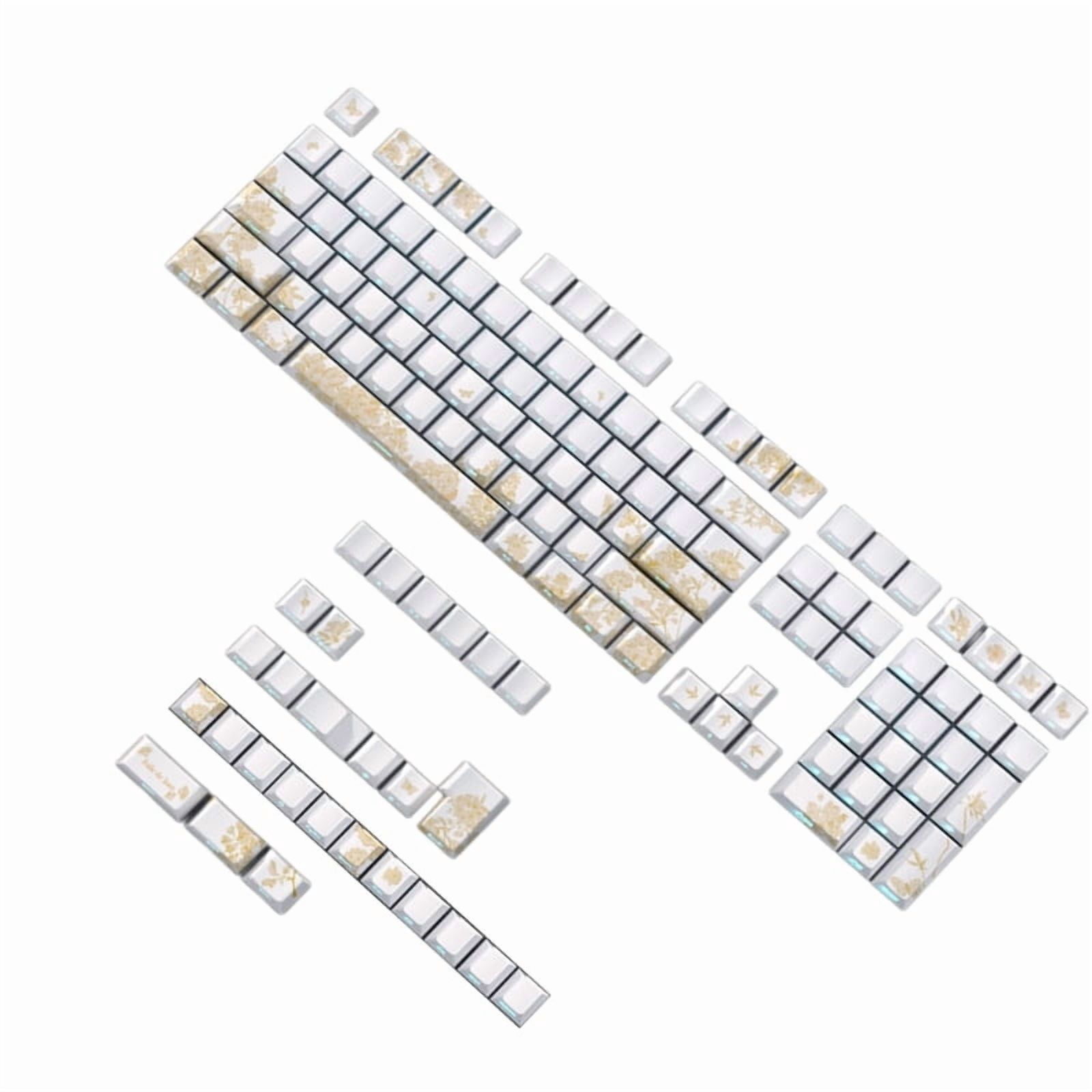 146/136 Keys Translucent Keycaps Platinums Embroidery PBT Side Print Backlit Shine Through Keycaps for M Keyboard