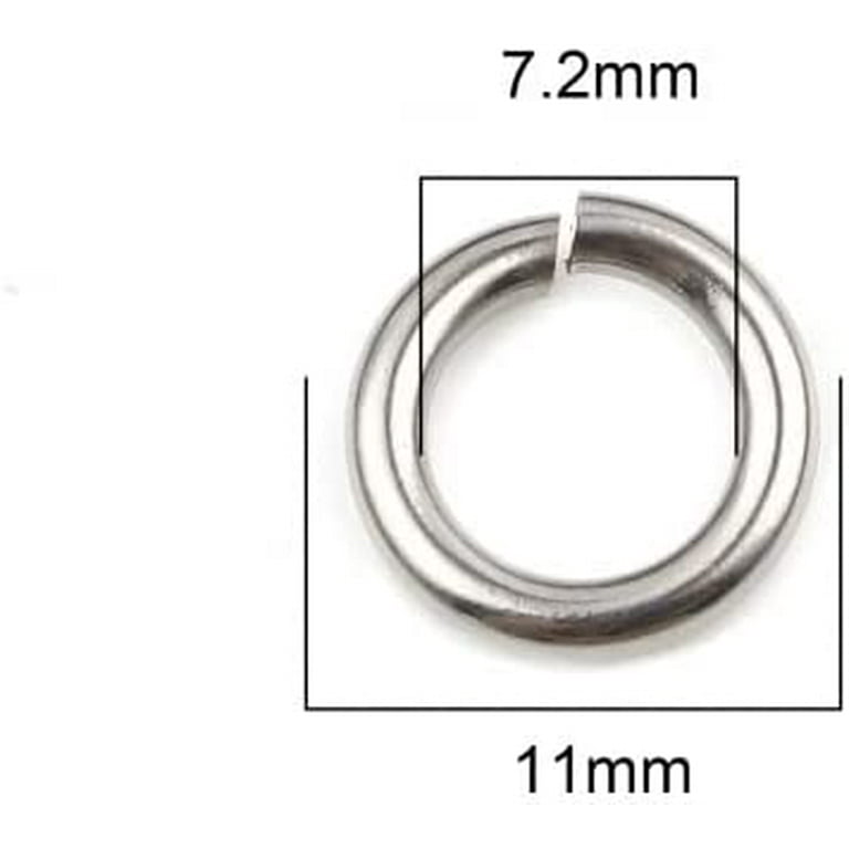 304 Stainless Steel Jump Rings, Open Jump Rings, Stainless Steel, 18 Gauge,  8x1mm, Inner Diameter: 6mm