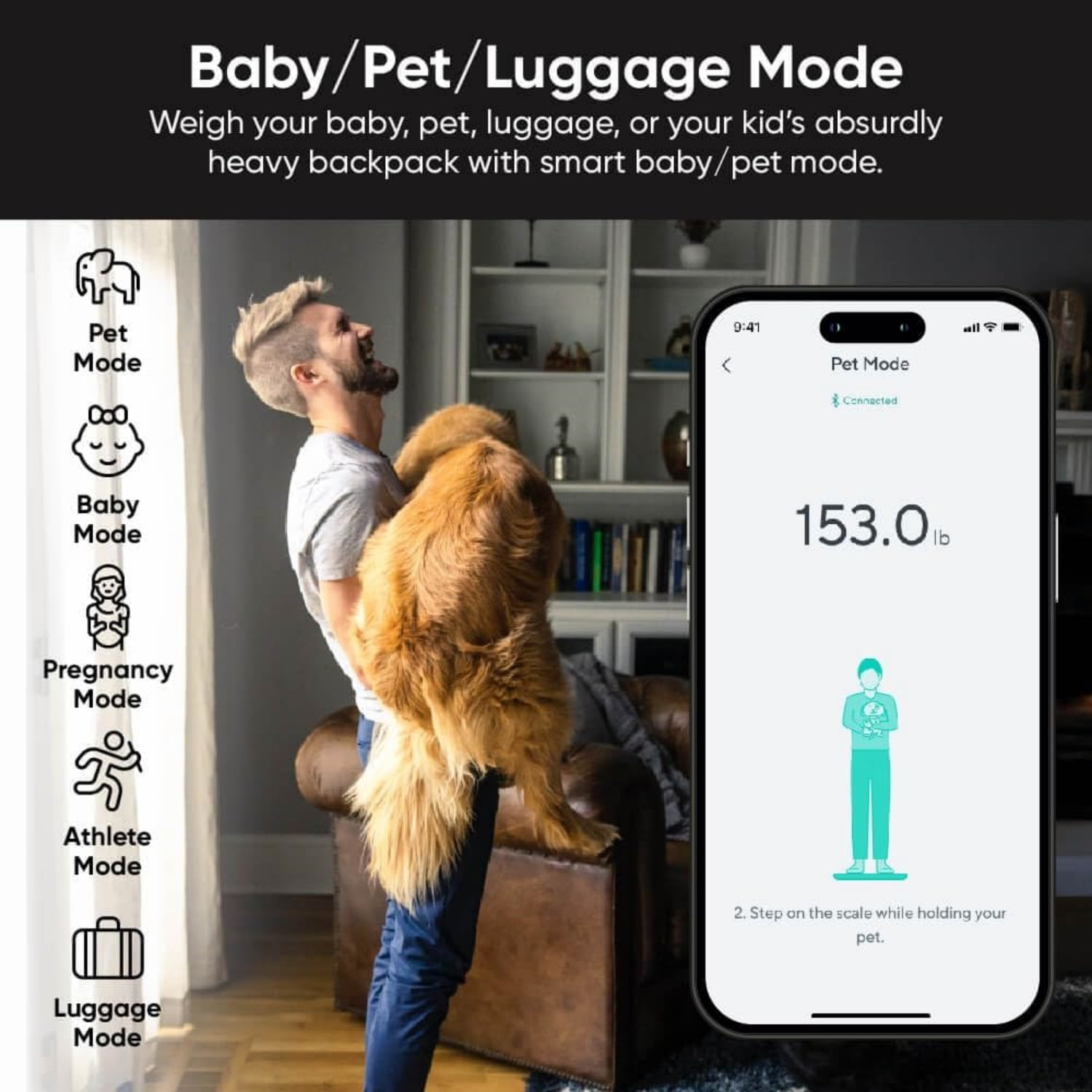 Smart Scale with 4.3" Color Display, Digital Scale for Body Weight BMI Muscle Mass, Heart Rate Monitor, Wi-Fi & Bluetooth Weight Scale with Baby/Pet/Luggage Mode, 400lbs