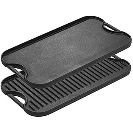 "Lodge Pre-Seasoned Cast Iron Reversible Grill/Griddle With Handles, 20 Inch x 10.5 Inch - One tray"