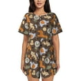 thumbnail image 1 of Xecao Cute Lion Tiger Pattern Women's Short Sleeve Pajama Set Soft Sleepwear Lounge Set with Button Front Top and Drawstring Shorts with Pockets-4X-Large, 1 of 6
