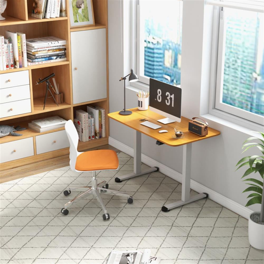 Demi Bonn Electric Standing Desk Adjustable Stand up Computer Desk Anti-collision, Small Home Study Writing Table, Beige
