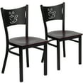 thumbnail image 2 of BizChair 2 Pk. Black Coffee Back Metal Restaurant Chair - Mahogany Wood Seat, 2 of 8