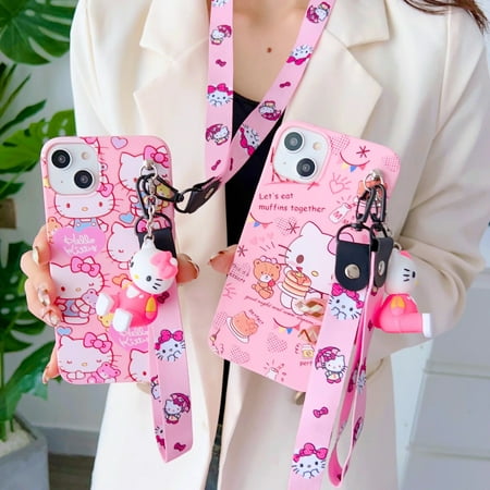 Hello Kitty Phone Case With Holder Rope For Huawei P20 P30 P40 lite Pro Y9 Y9 Prime Y9s Mate 10 20 lite