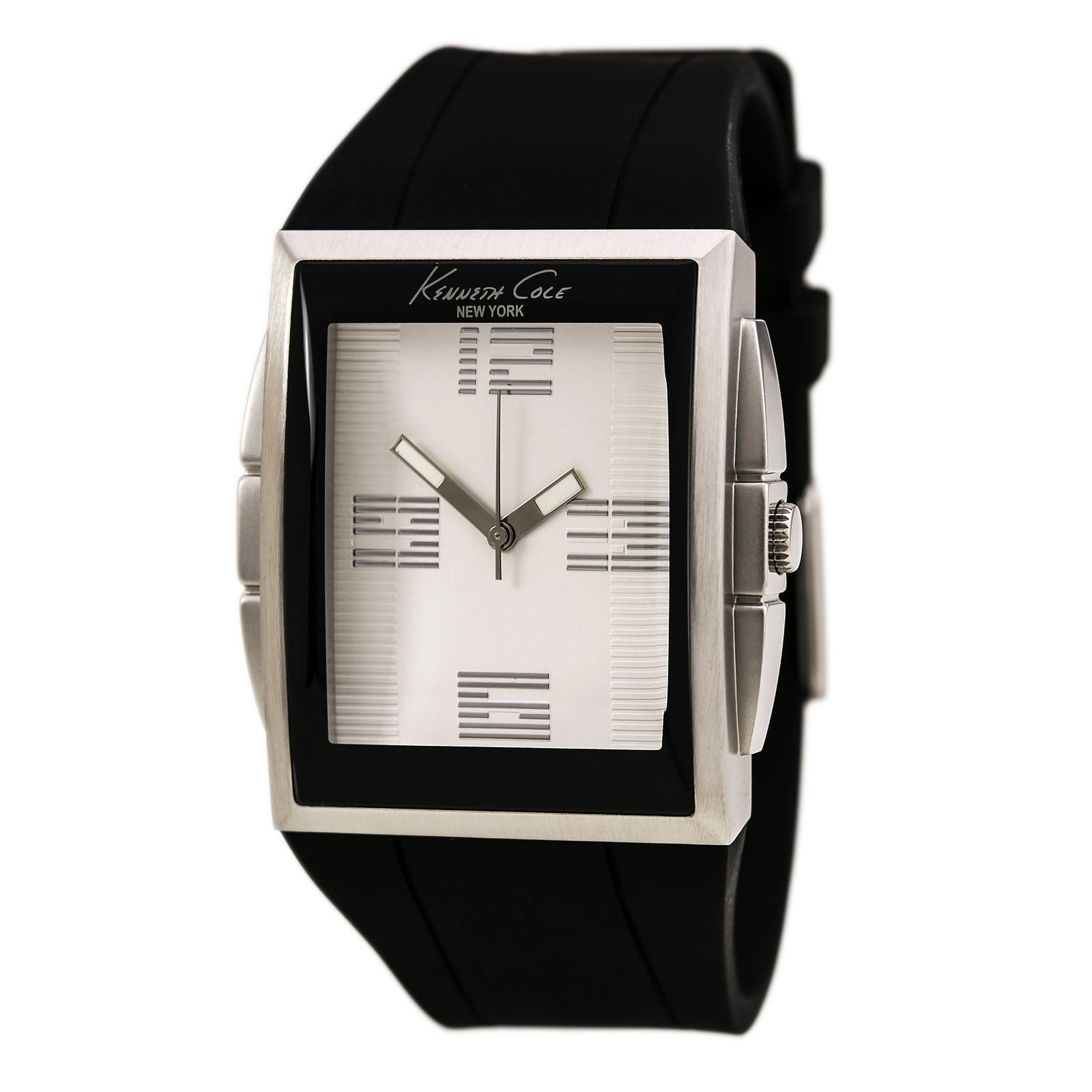 Kenneth Cole Men's KC1559 New York Silver Dial Black Rubber Strap Watch ...