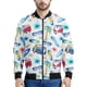 thumbnail image 4 of Chaqueta con cremallera con estampado de olas del océano vintage para hombre, chaqueta holgada informal de manga larga con estampado 3D de autobús de la paz y plumas, abrigo de calle, 4 of 4