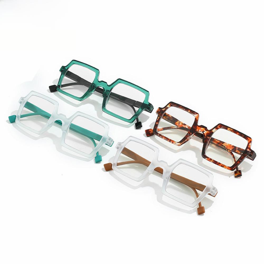 4 Pairs of Mens Personalized Oversized Square Reading Glasses Womens Spring Hinge Blue Light Blocking Readers +2.00