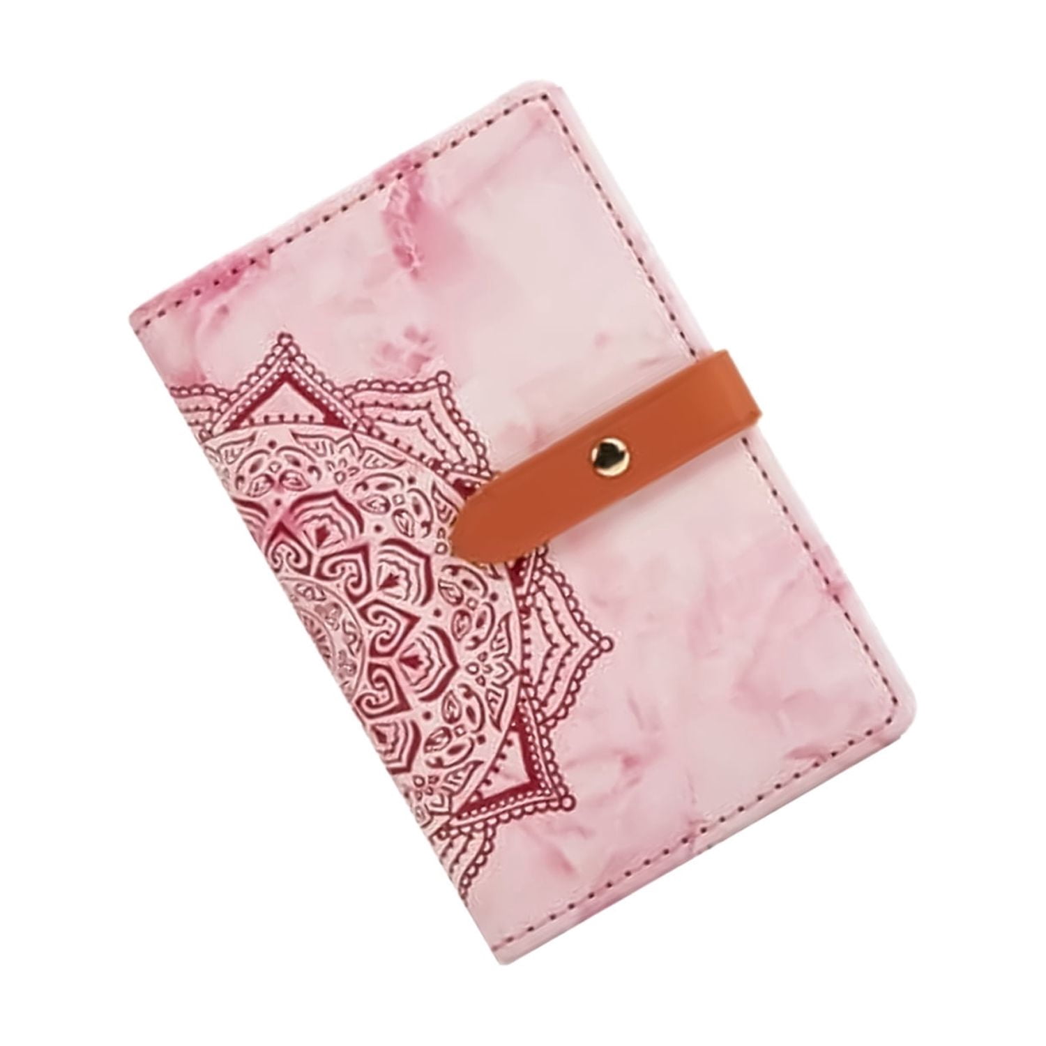 Universal Self-Adhesive Leather Card Wallet with Datura Flower Motif - Pink