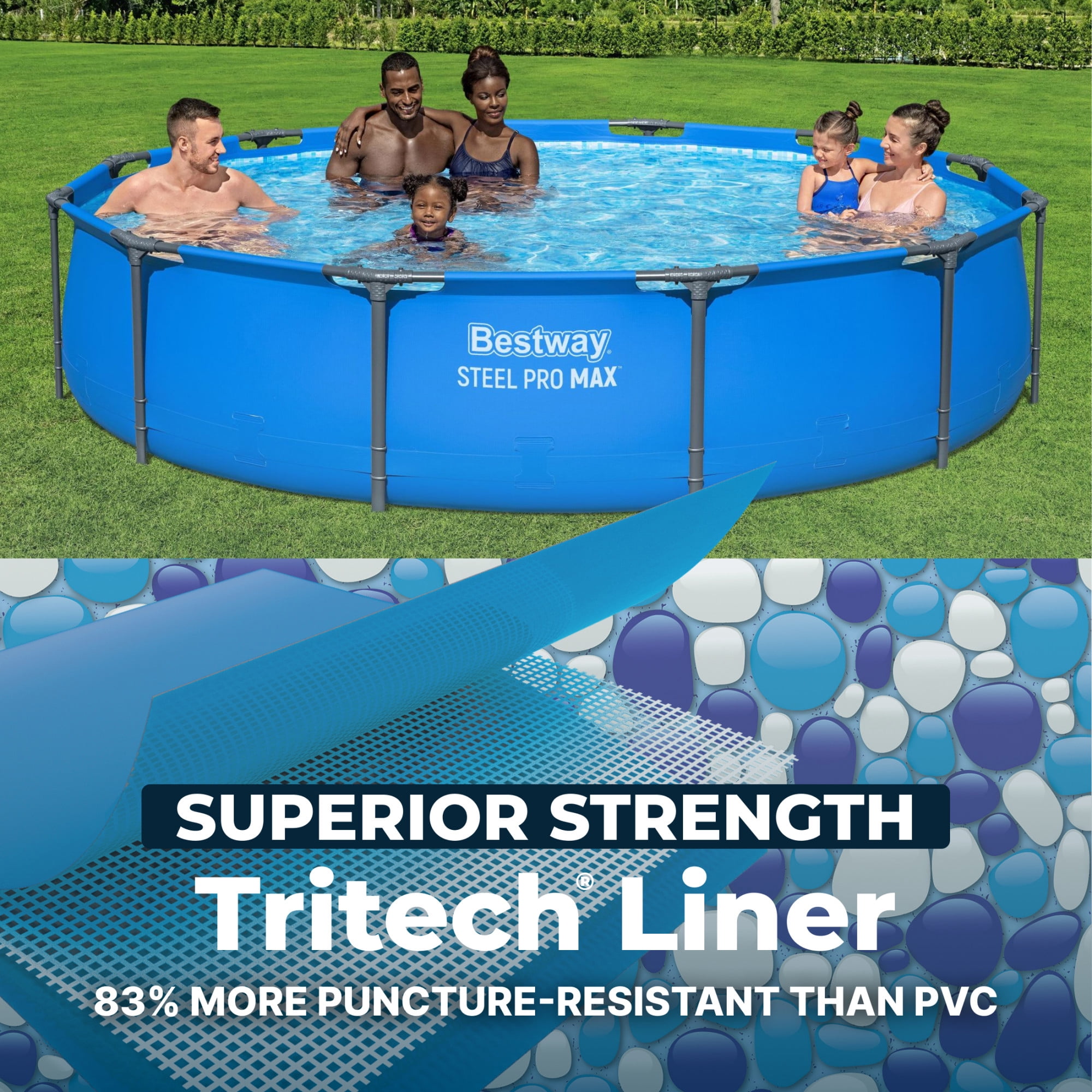 Bestway Steel Pro MAX 12’ x 30" Metal Frame Above Ground Pool, Blue, POOL ONLY