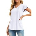 thumbnail image 4 of Cueply Womens Casual Tops Summer Short Sleeve V Neck T Shirts Loose Tunic Tops, 4 of 6
