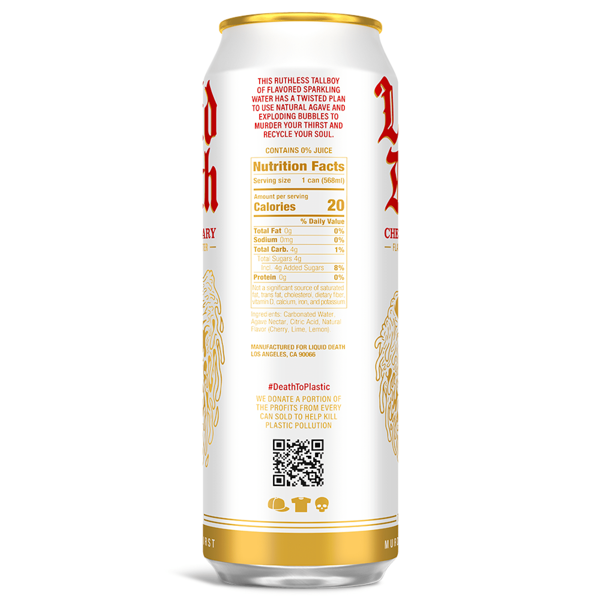 (3 pack) Liquid Death, Cherry Obituary, Cherry-Flavored Sparkling Water, 19.2 oz King Sized Can, Low Calorie & No Artificial Sweeteners