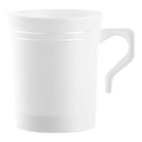 Smarty 8 oz. White with Silver Edge Rim Round Plastic Coffee Mugs 120ct